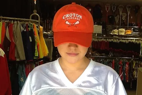 Custom embroidered lacrosse hat available at Sports Barn Ski & Sport